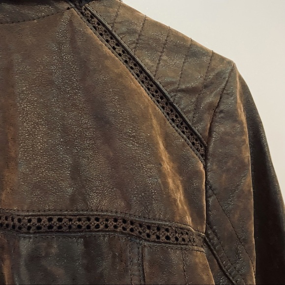 Anthropologie Hei Hei Brown Vegan Leather Jacket - Picture 11 of 13